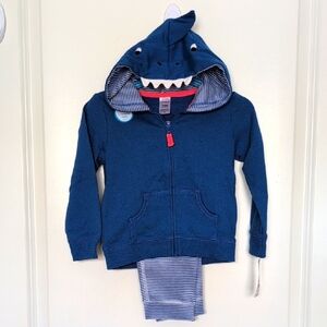 Carter's Blue Shark Hoodie with Playful Hood and Zipper